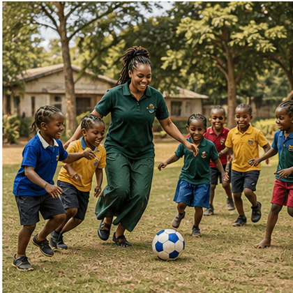 Children and caregivers outdoors during a community event